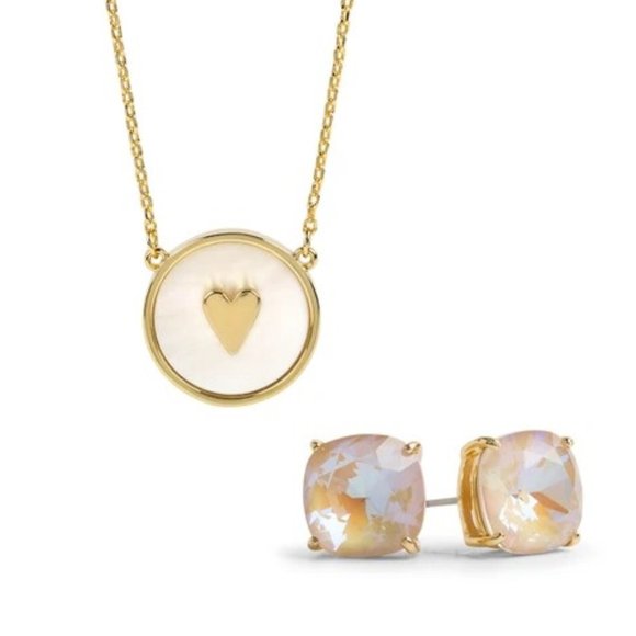 Origami Owl Jewelry - Mother of Pearl Heat Coin Necklace + Earrings Gift Set NWOT